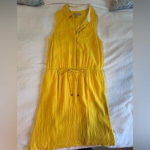 Banana Republic Yellow Sleeveless Tie Front Dress
